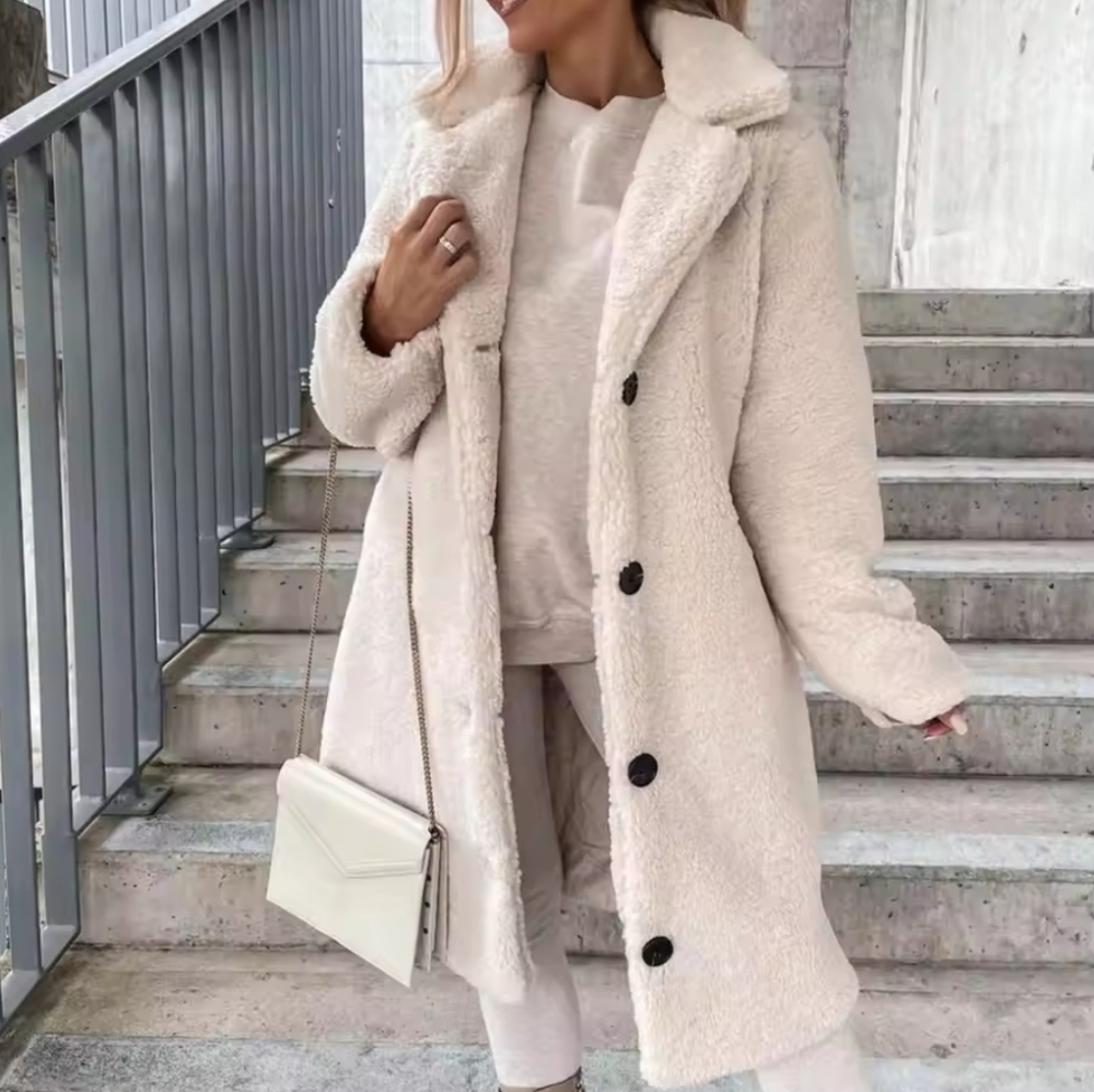Women Teddy Jacket Super Soft Coldproof Single-breasted Trench Coat Plush Autumn - Picture 2 of 4